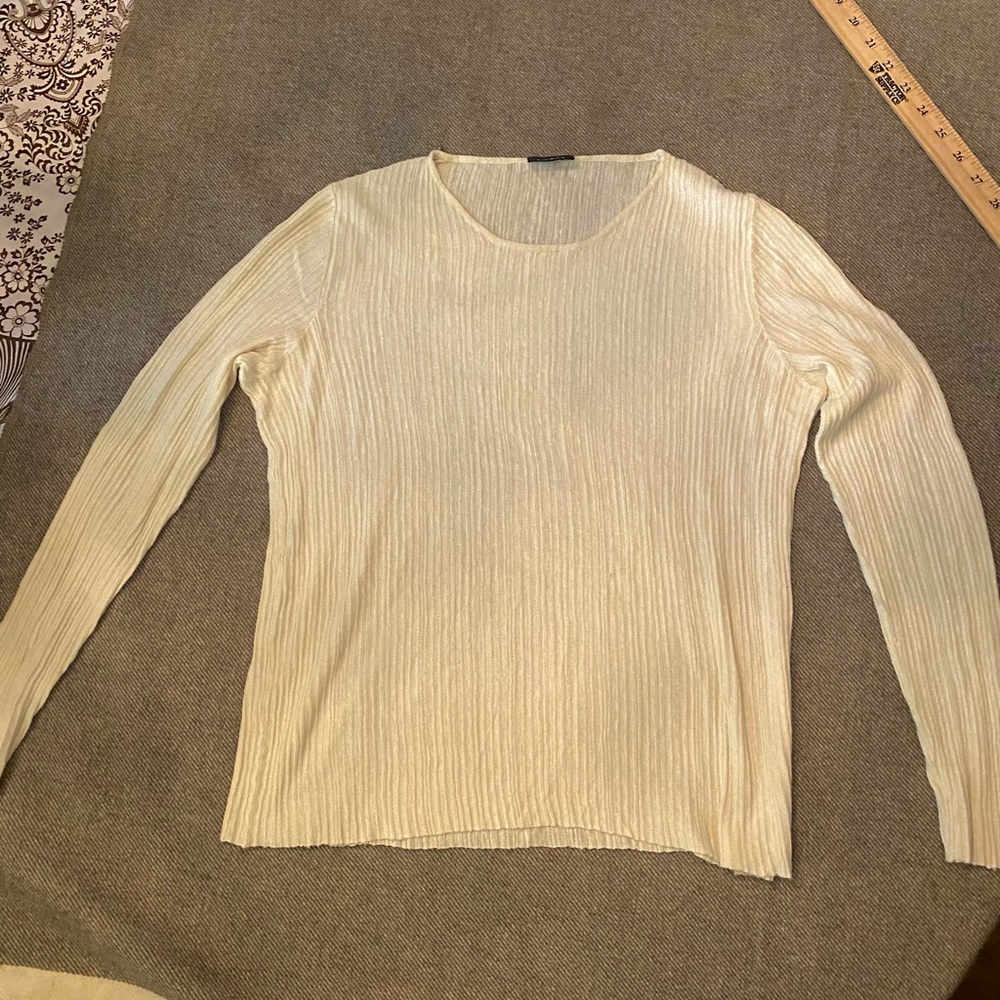 Akris Cream Ribbed Knit Top